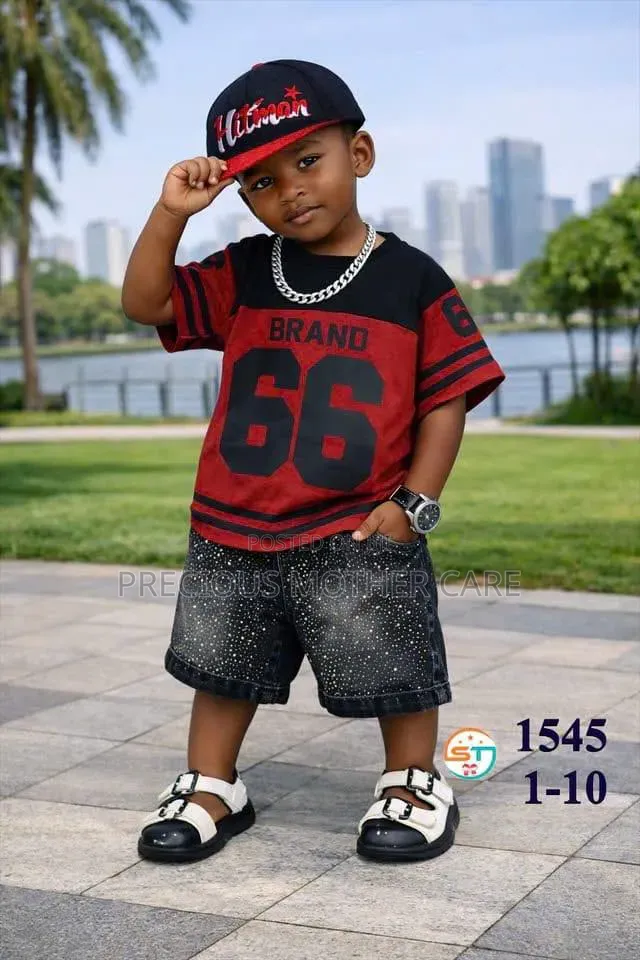 Quality Boy Top,jean Short and Face Cap 3 Pic