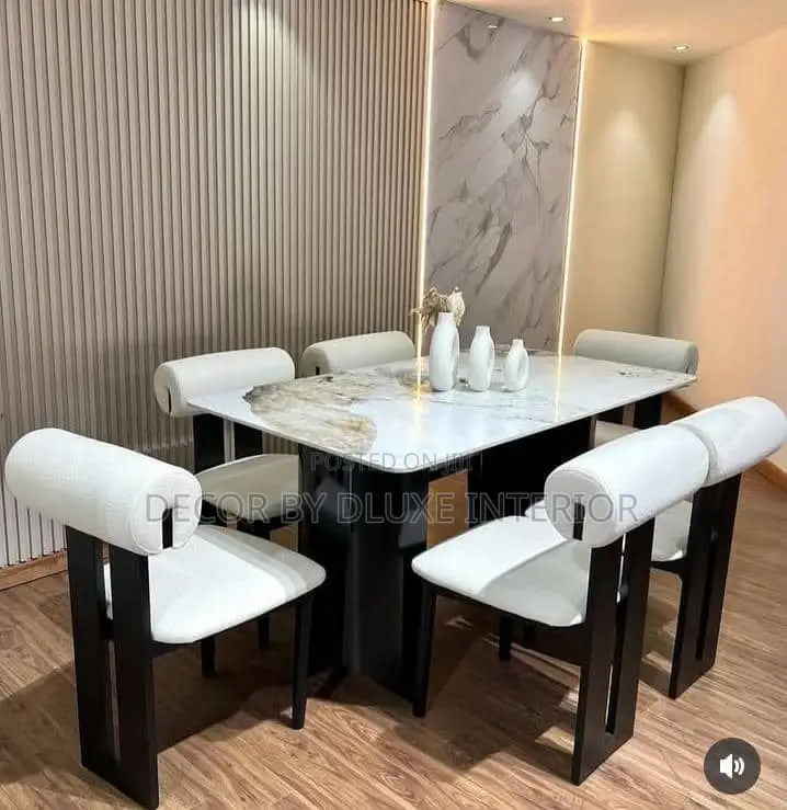 Contemporary Marble Nordic 6-Seater Dining Set
