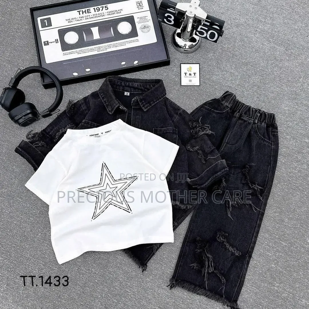 Children Unique Wears Jean Jacket,trouser and Top 3 Pics