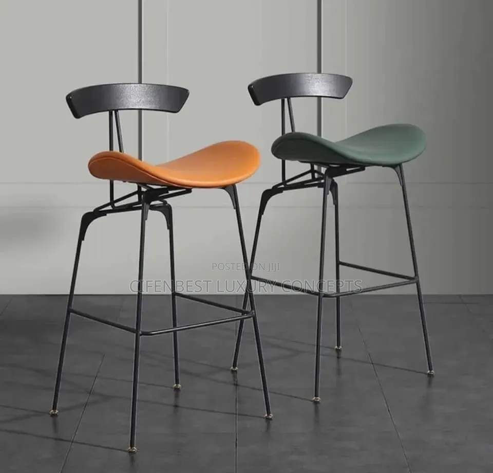 Luxury Kitchen/ Bar Stool Curved Back, Cushion Seat Iron Leg