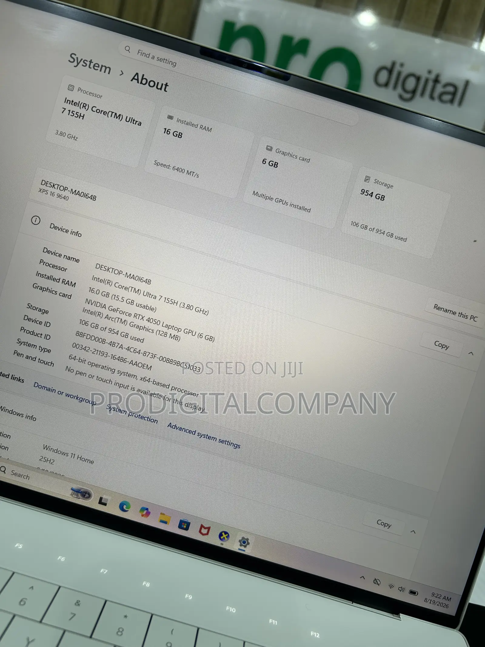 Laptop Dell XPS 16 9640 16GB Intel Core Ultra 7 SSD 1T