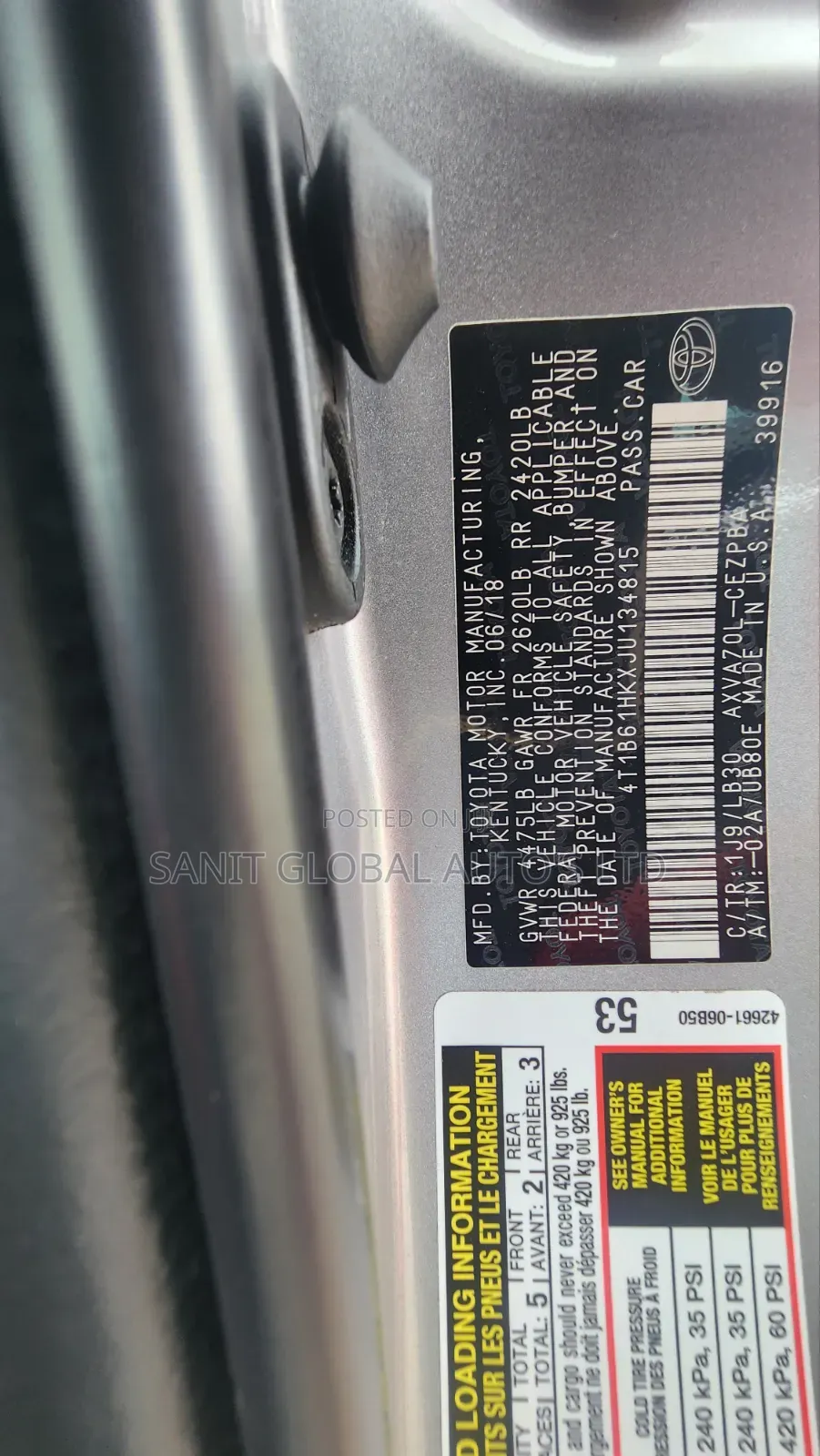 Toyota Camry 2019 Silver