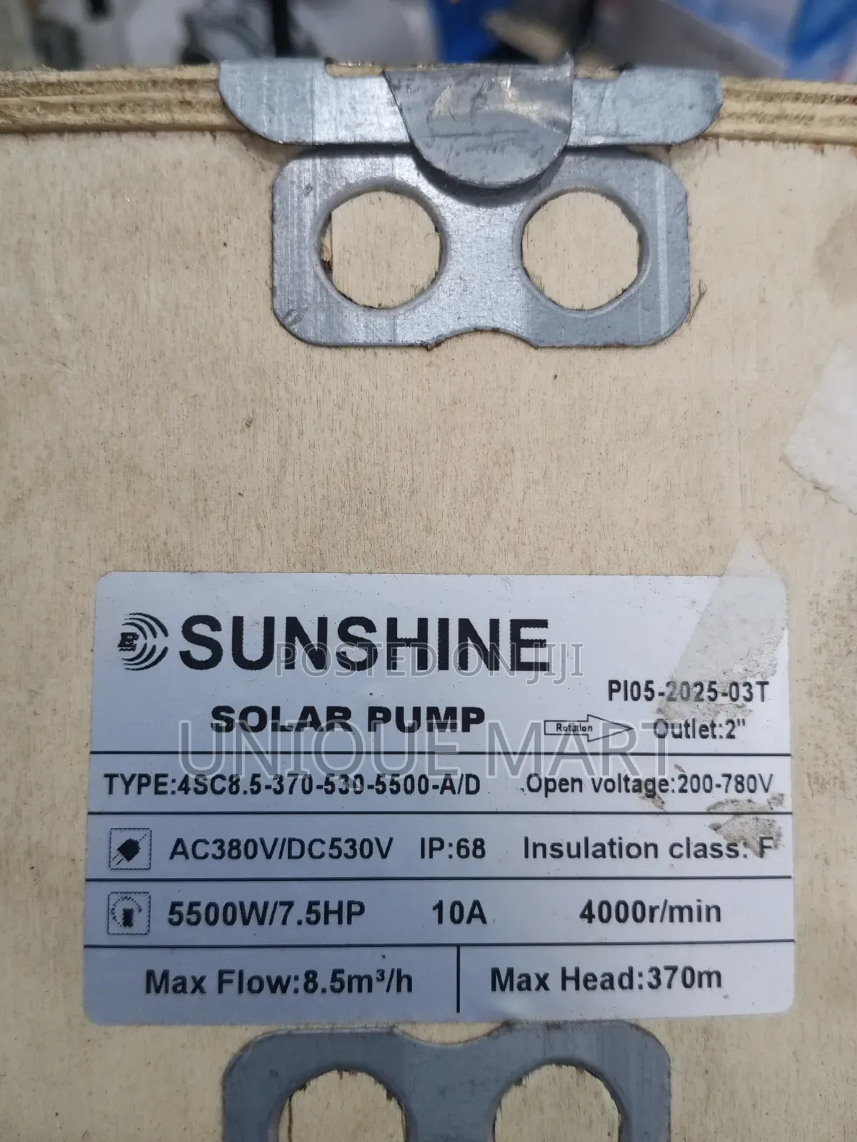 7.5Hp AC/DC Hybrid Industrial Solar Submersible Pump. Max Depth 370m