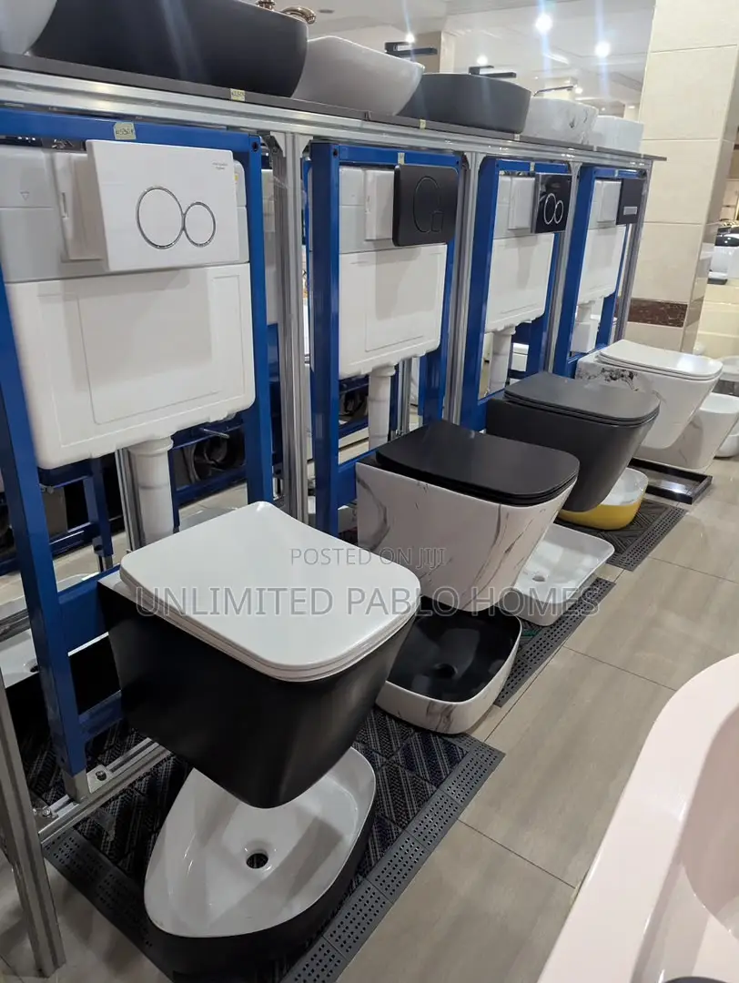 Modern Wall Hung Toilet With Concealed Cistern Frame