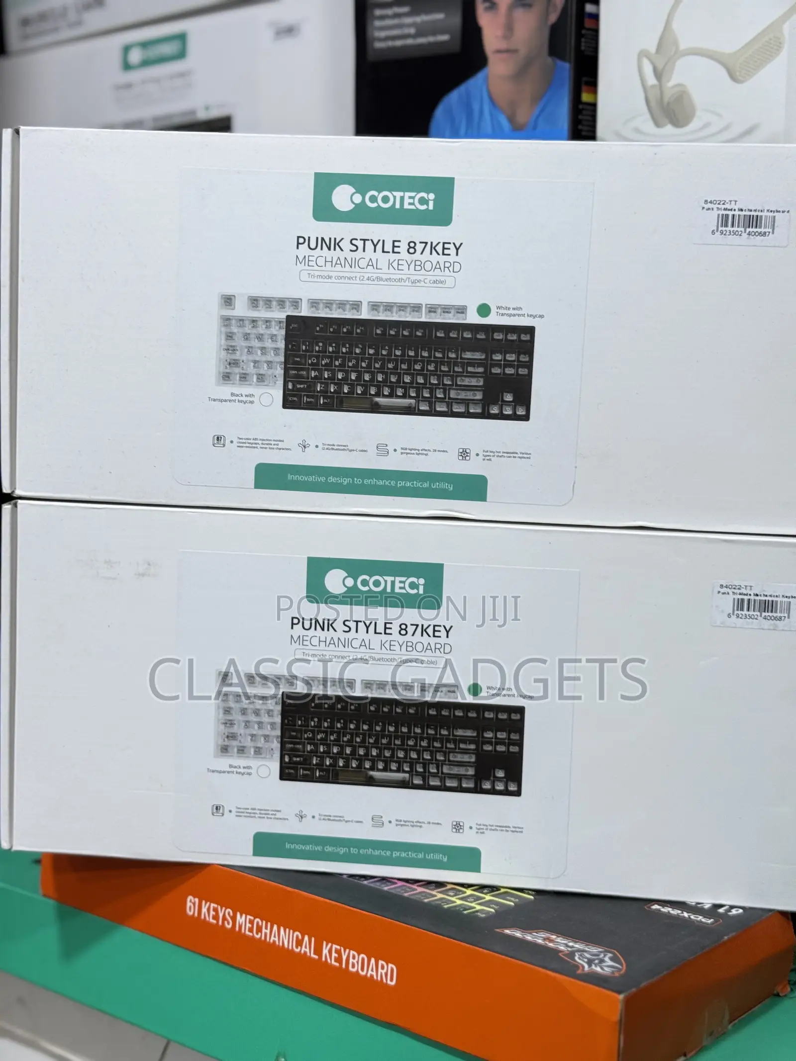 Coteci Punk Style 87 Keys Mechanical Keyboard With Tri Mode Connection