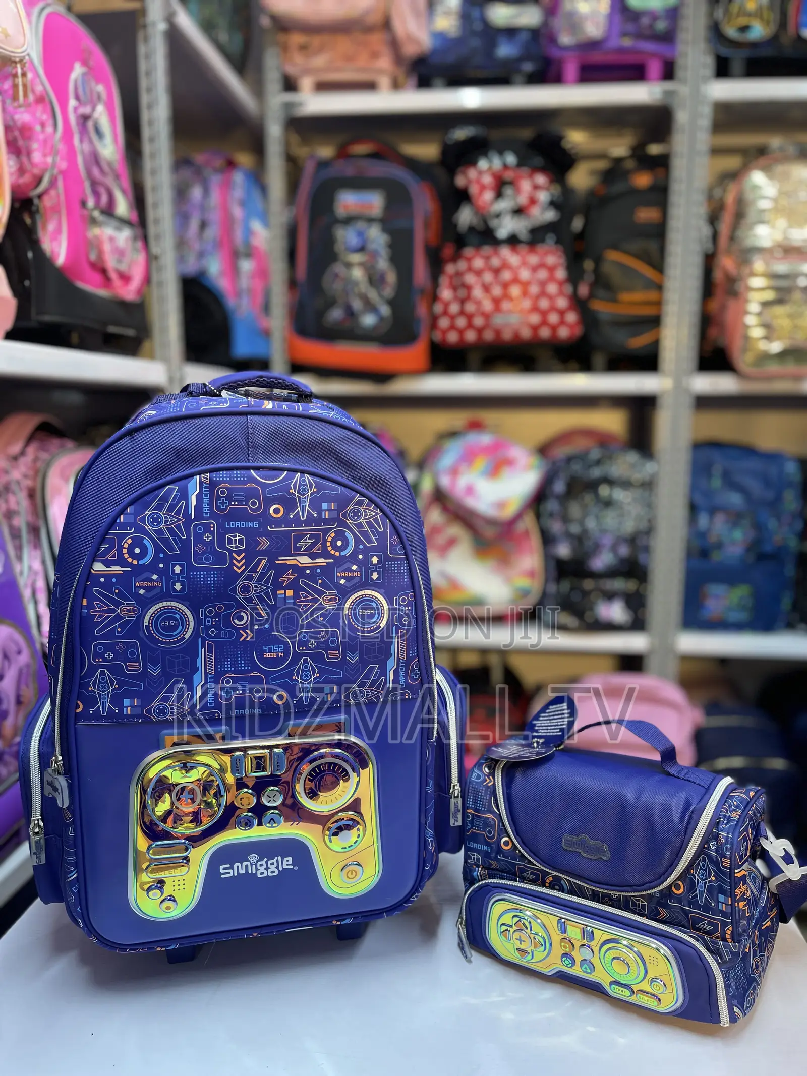 Smiggle Kids School Trolley Bag Set - Blue Gamer Edition