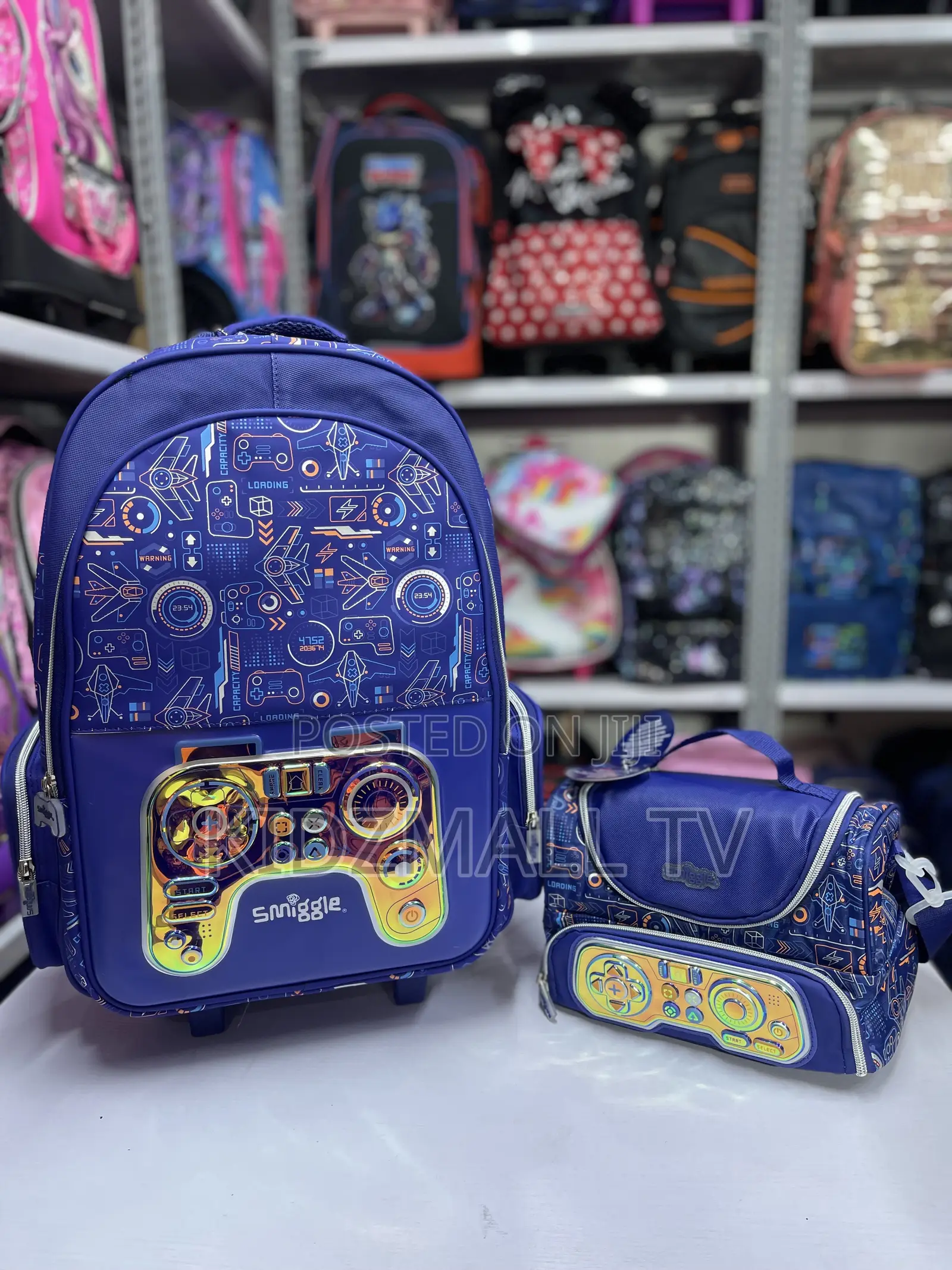 Smiggle Kids School Trolley Bag Set - Blue Gamer Edition