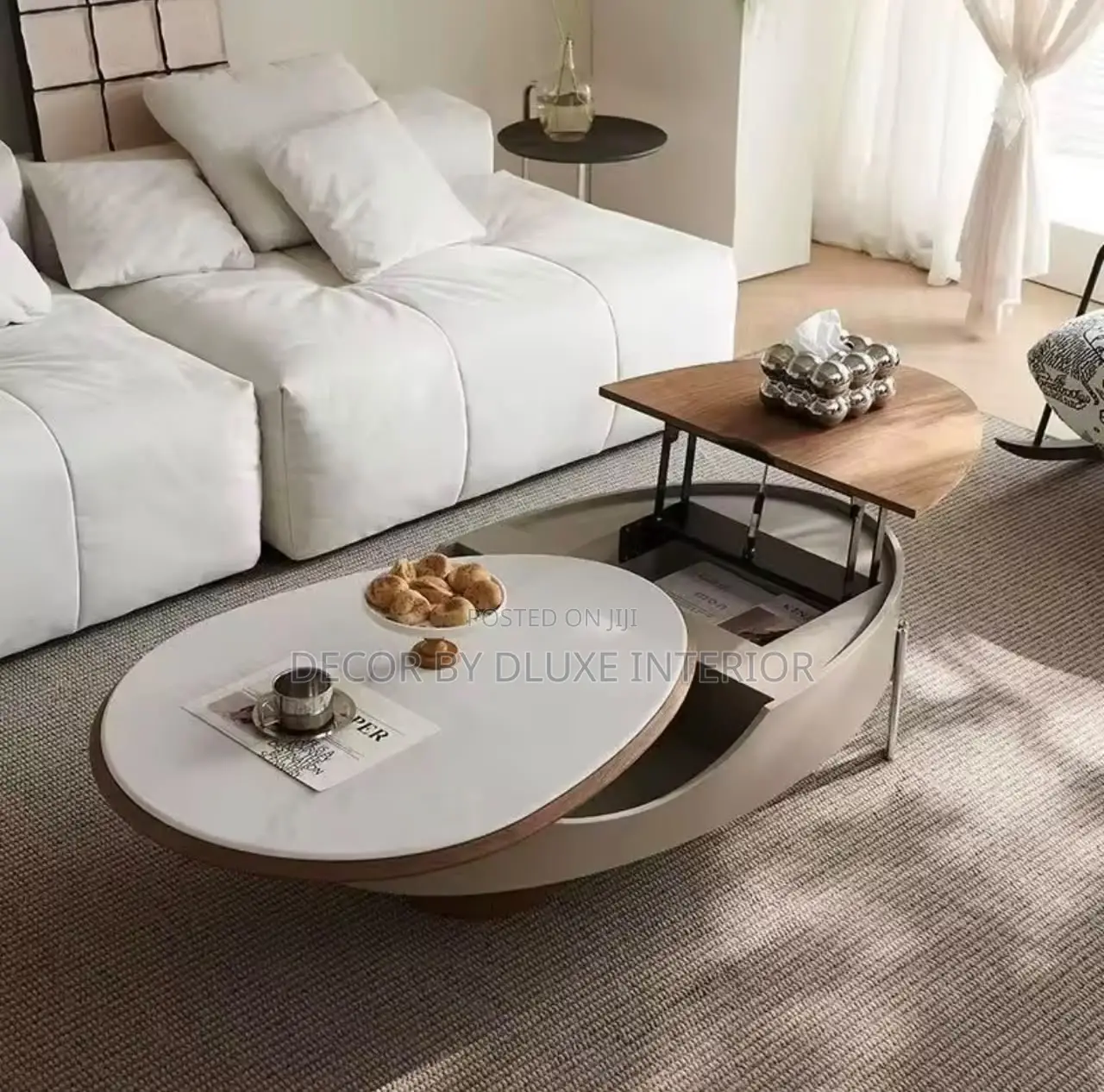Modern Rock Panel Round Coffee Table