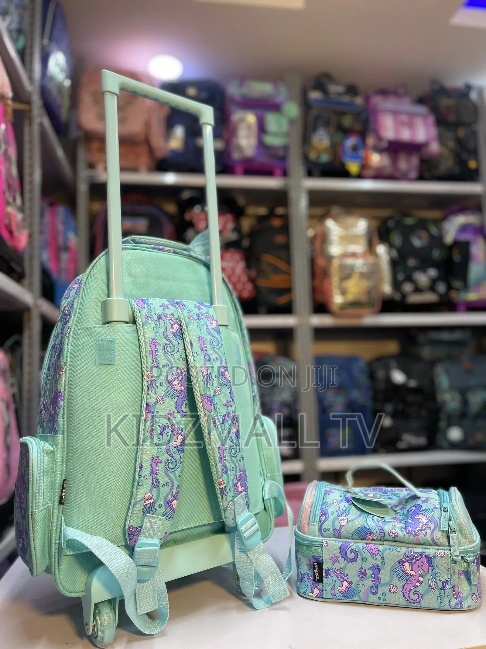 Smiggle Mint Unicorn Trolley Backpack Lunch Bag Set