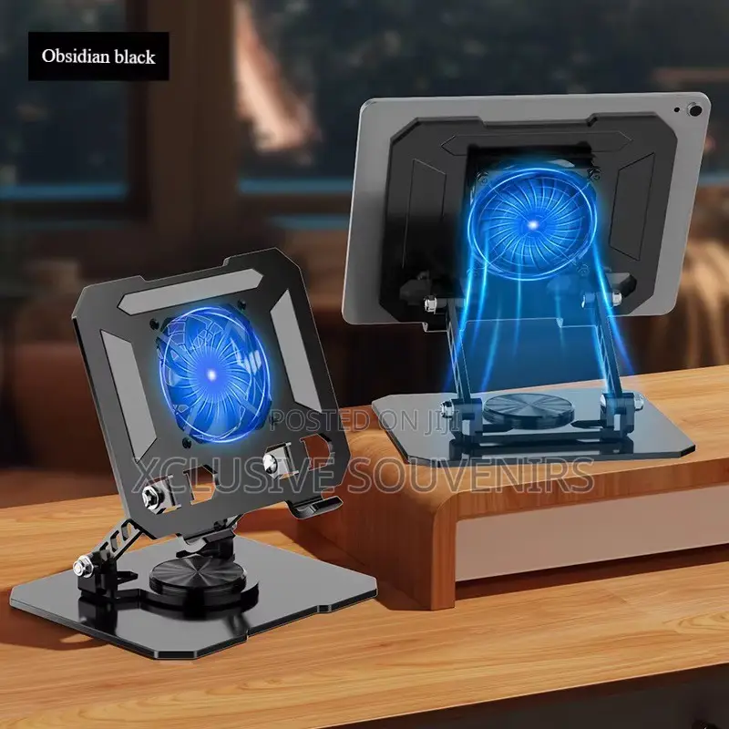 Adjustable Foldable Metal Tablet PC Stand With Fan for Tablet/Laptop