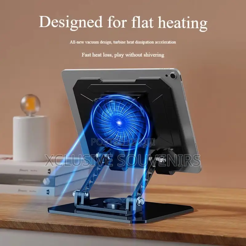 Adjustable Foldable Metal Tablet PC Stand With Fan for Tablet/Laptop