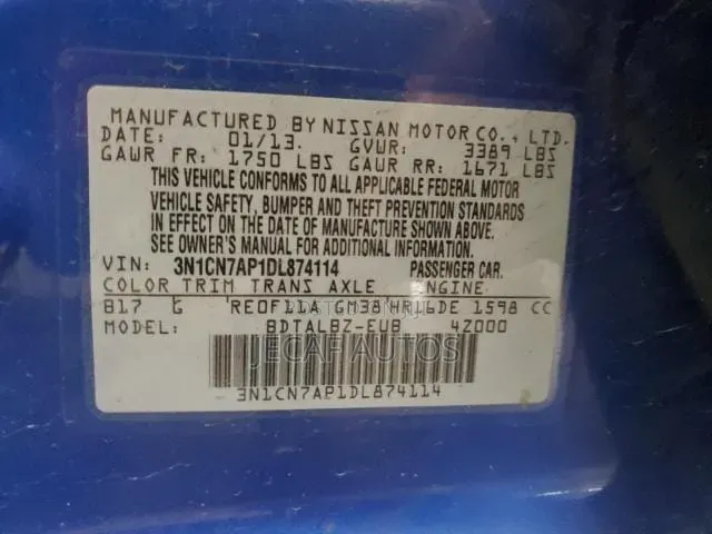Nissan Versa 1.6 SL 2013 Blue