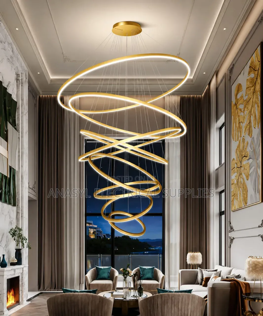 Modern Multi-Ring LED Cascading Pendant Chandelier