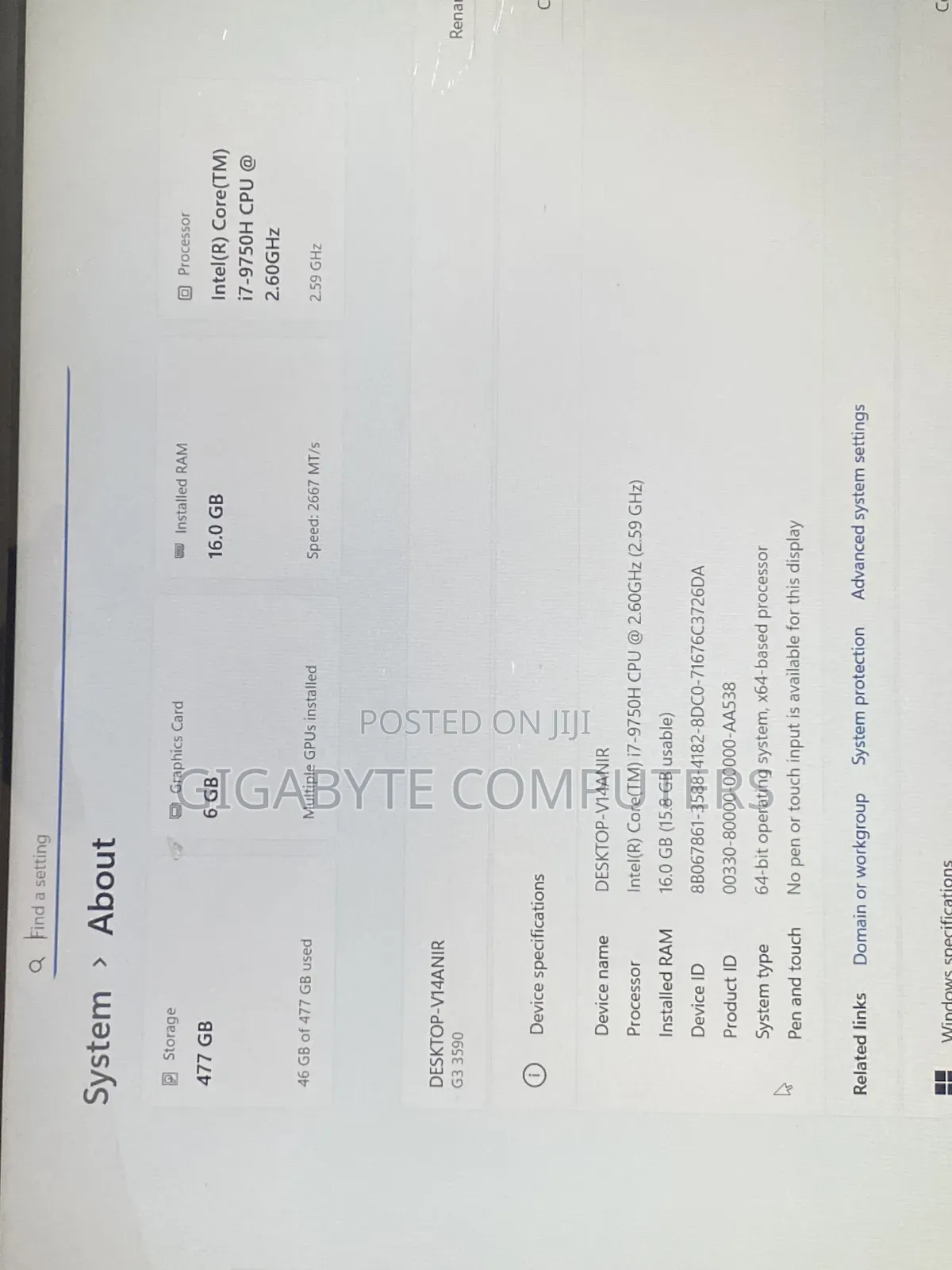 Laptop Dell G3 15 3590 16GB Intel Core i7 SSD 512GB