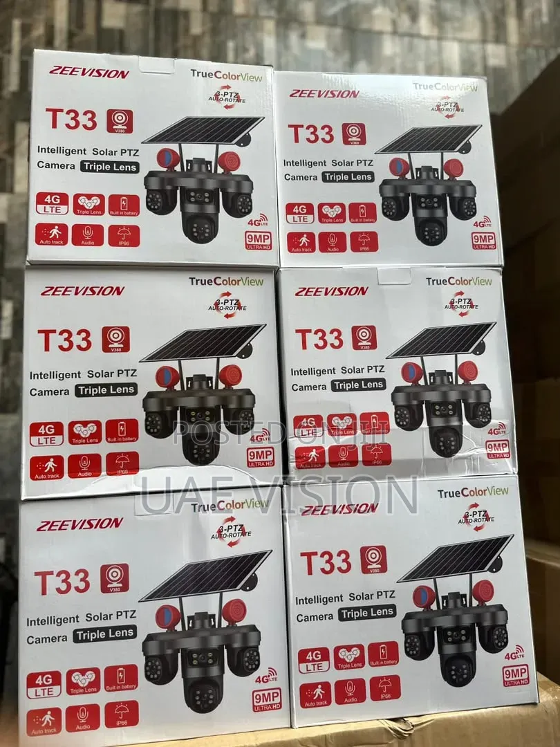 V380 3 Lens Solar Ai Camera 3-Auto-Rotae Full HD High Quality