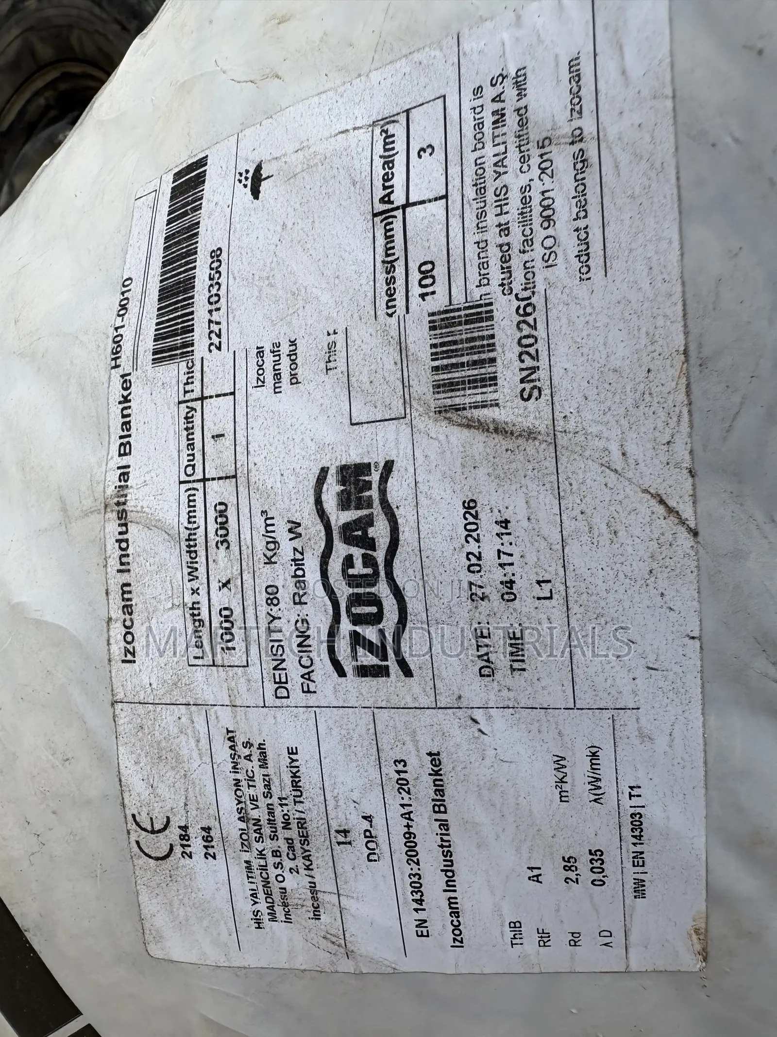 Izocam Rockwool 100mm With Aluminum Foil