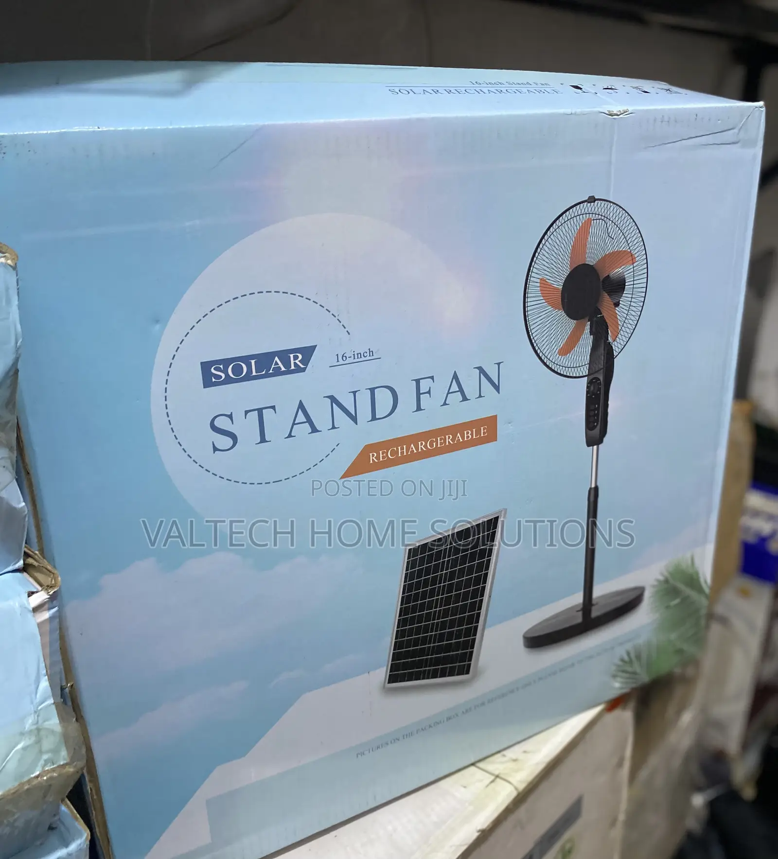 Energy-Efficient 16-Inch Standing Fan With Solar Charging