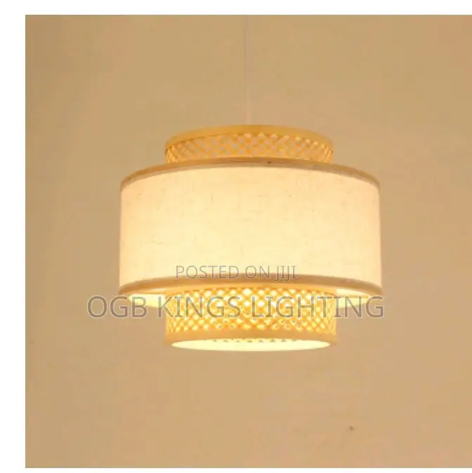 Bamboo Pendant Light Woven Rattan LED Chandelier for Living Dining