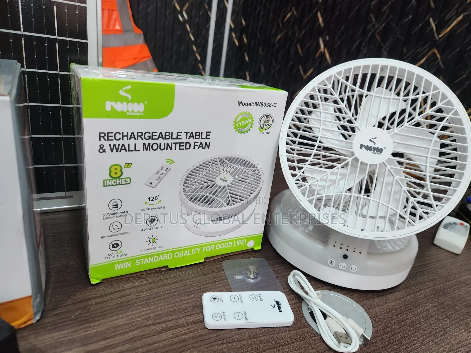 IWIN 8 Inch Rechargeable Table Fan _ 4000mAh Battery