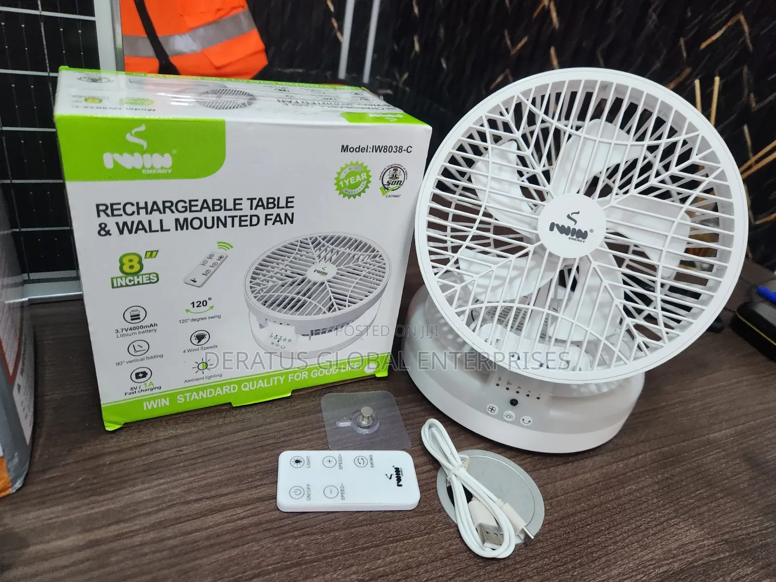 Rechargeable Mini Fan With LED Light Remote _ IWIN