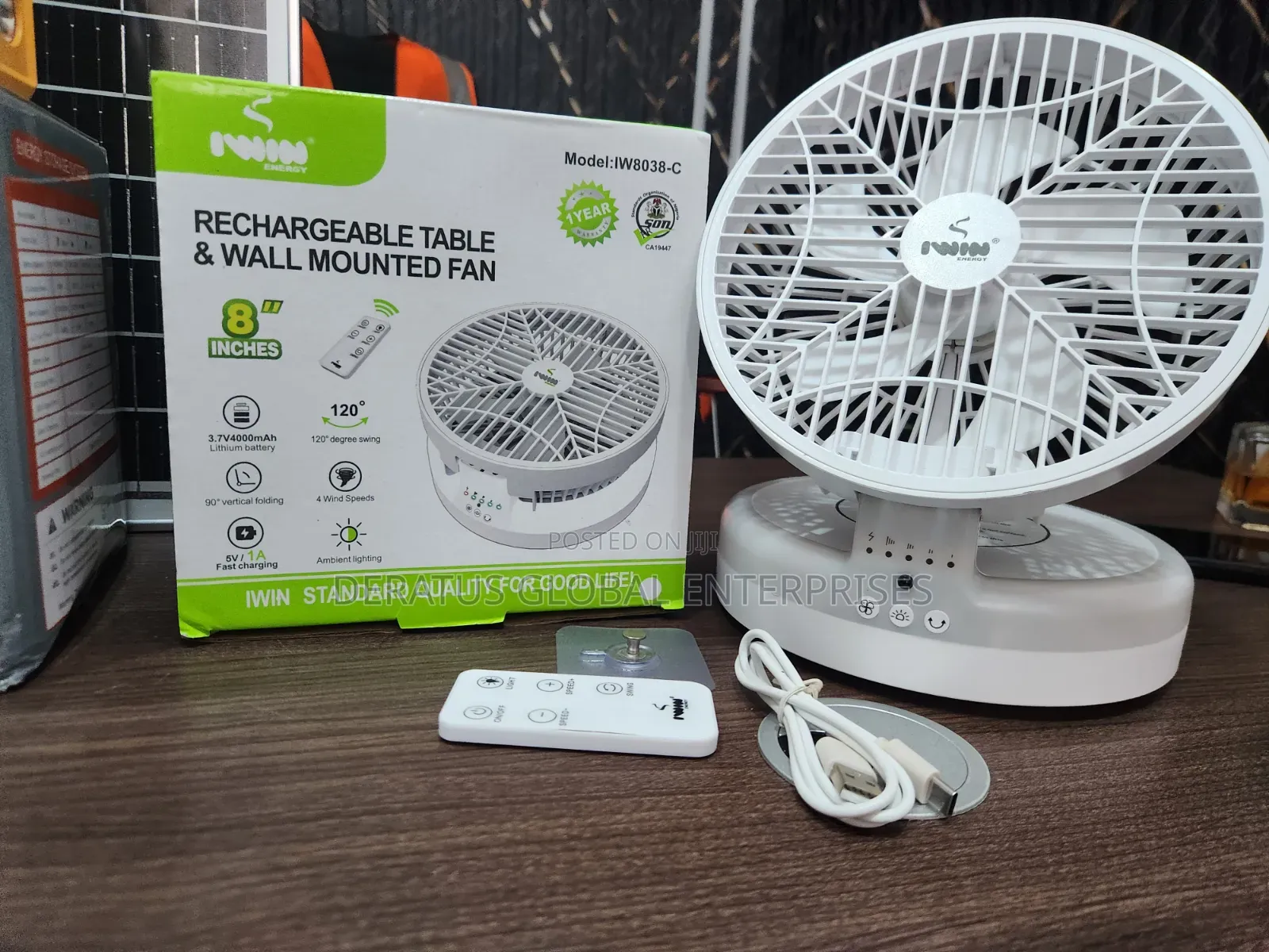 IWIN Rechargeable Wall Table Fan _ 120° Swing