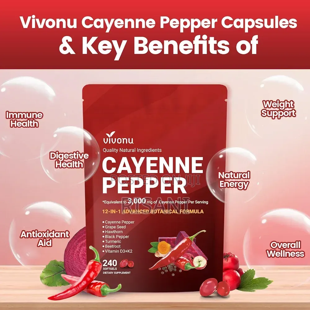 VivoNu 12-in-1 Cayenne Pepper Softgels Supplement, 240 Capsules