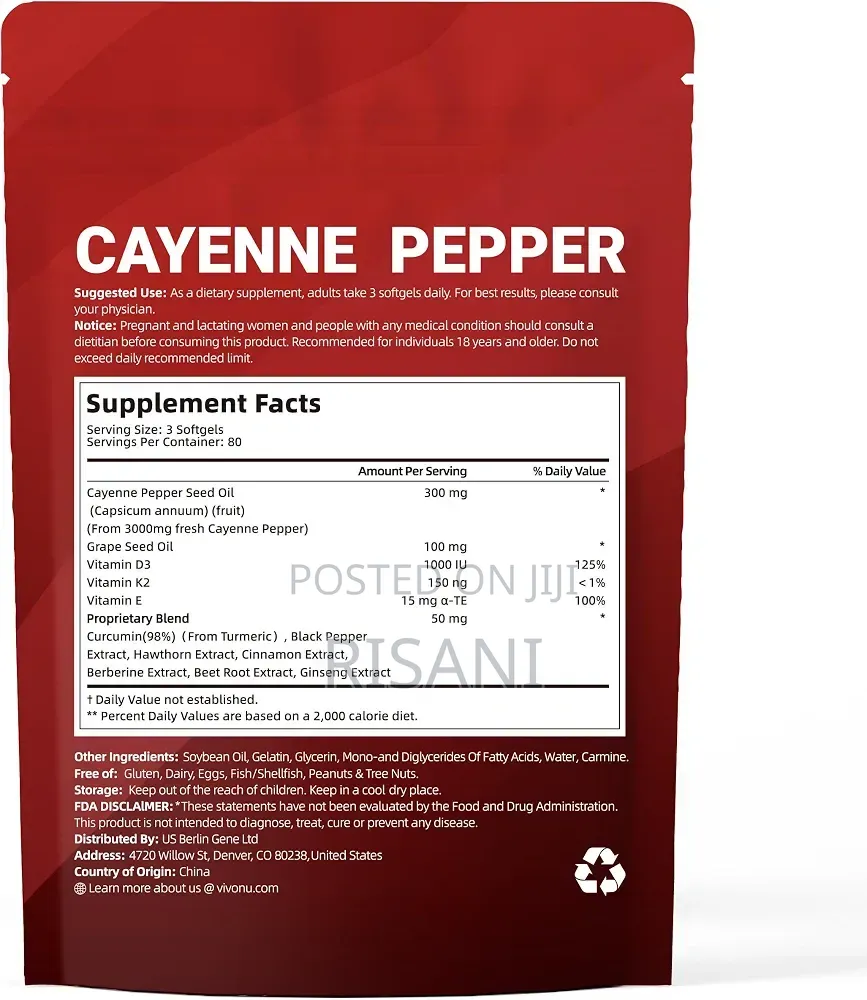VivoNu 12-in-1 Cayenne Pepper Softgels Supplement, 240 Capsules