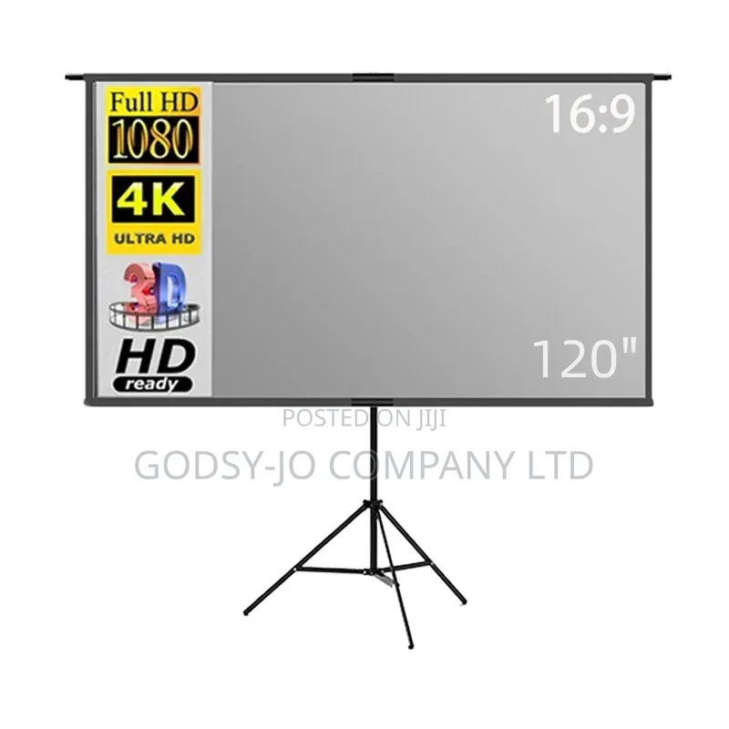 100 Inch Projector Screen With Tripod Stand | Portable HD Projection