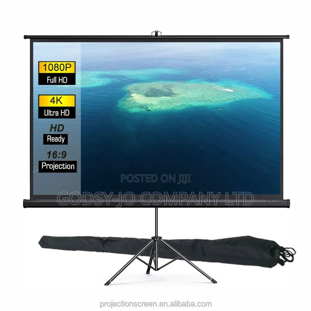 100 Inch Projector Screen With Tripod Stand | Portable HD Projection
