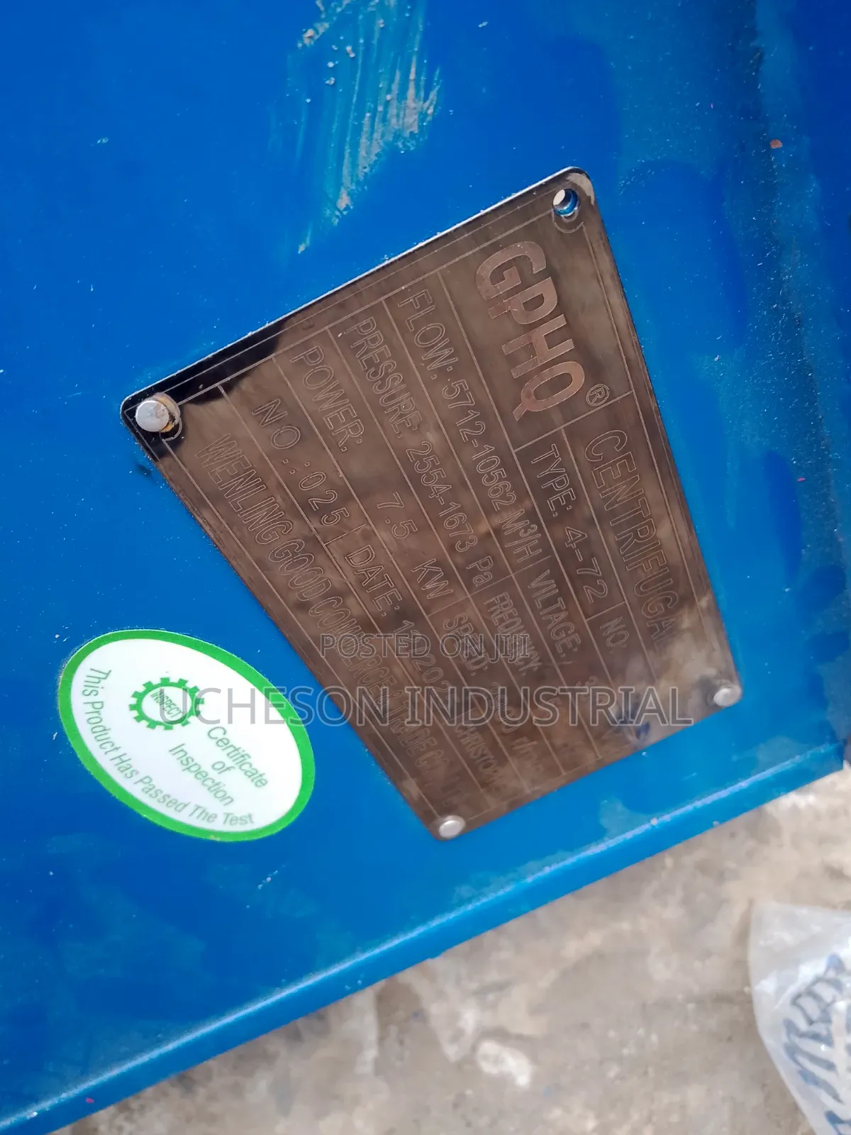 Industrial Volume Blower/Centrifugal Fan With Motor 7.5kw/10hp