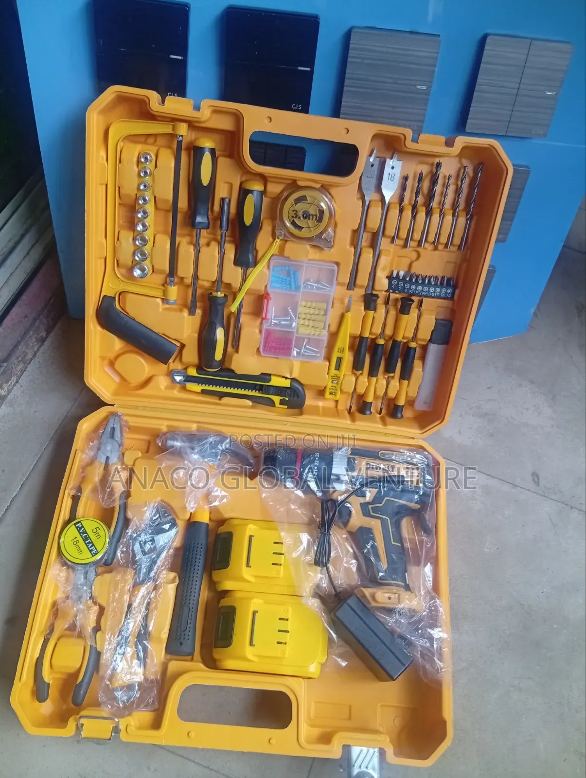 Multi-Purpose Cordless Power Tool and Hand Tools Kit, (Tools Box)