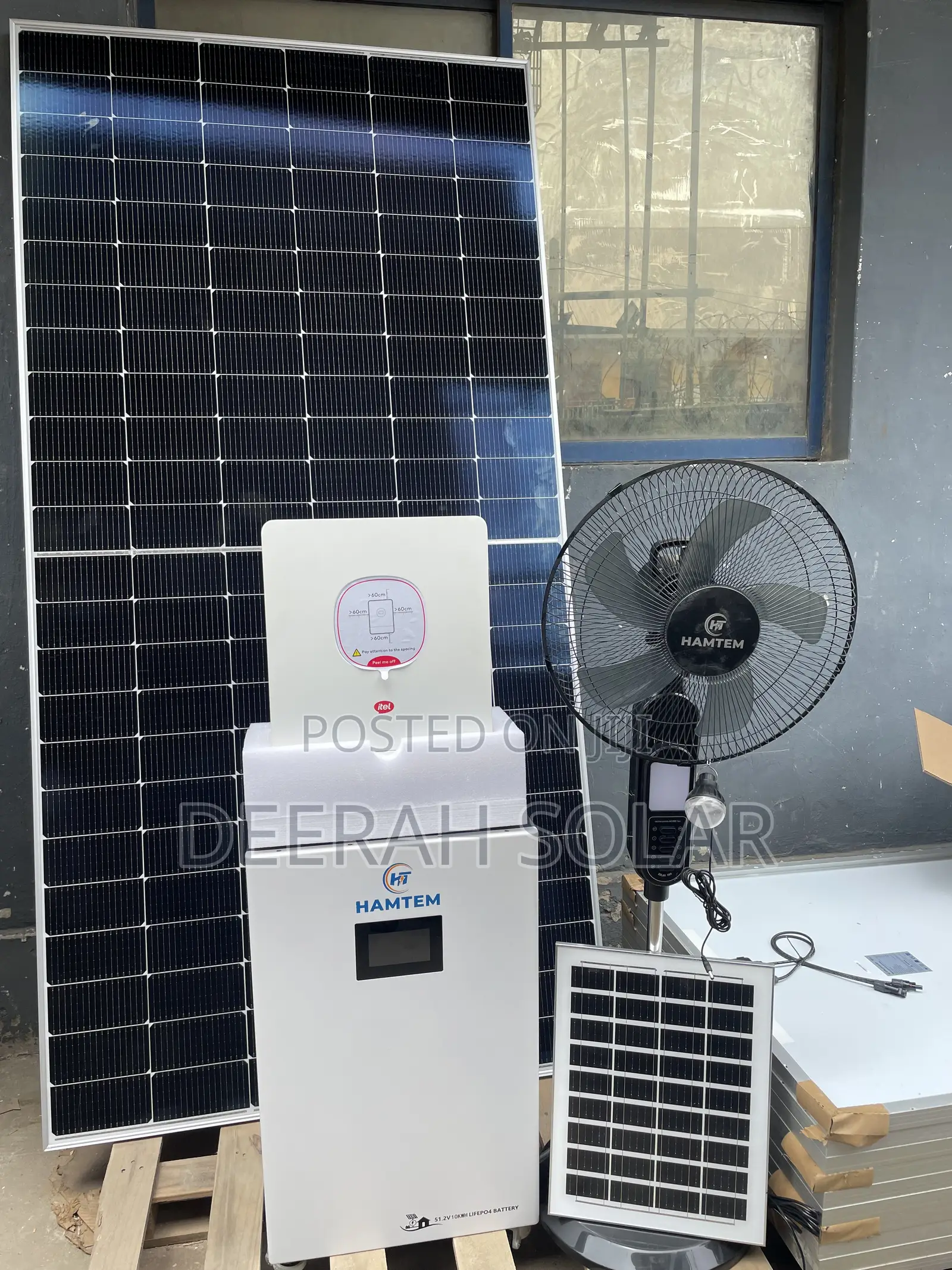 Hamtem 10kWh Battery + Itel 6kVA + 6×620W Solar Panels + Free Fan