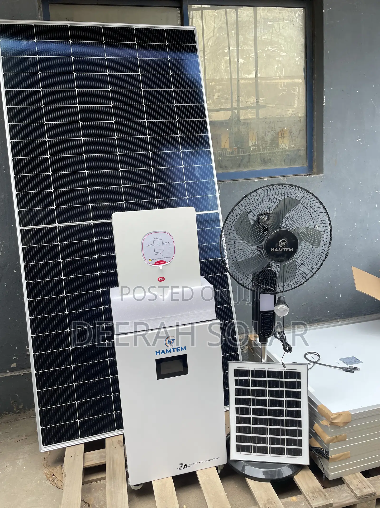 Hamtem 10kWh Battery + Itel 6kVA + 6×620W Solar Panels + Free Fan