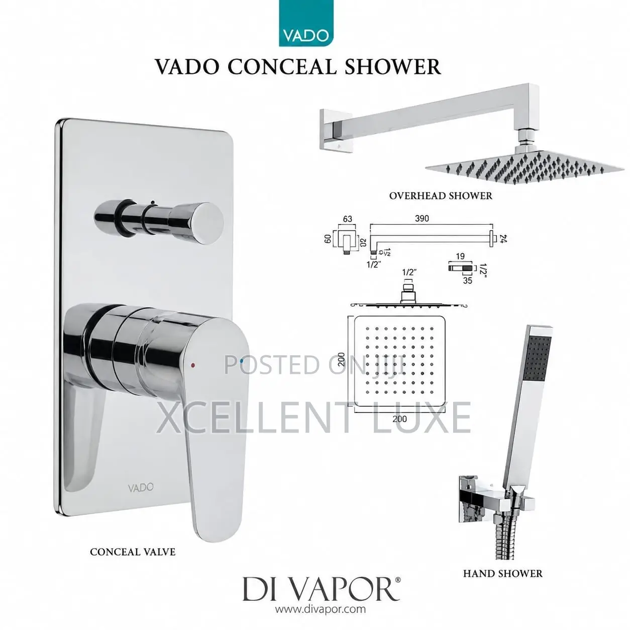VADO 4ways Conceal Shower Mixer Set With Diverter. (Made in Uk)