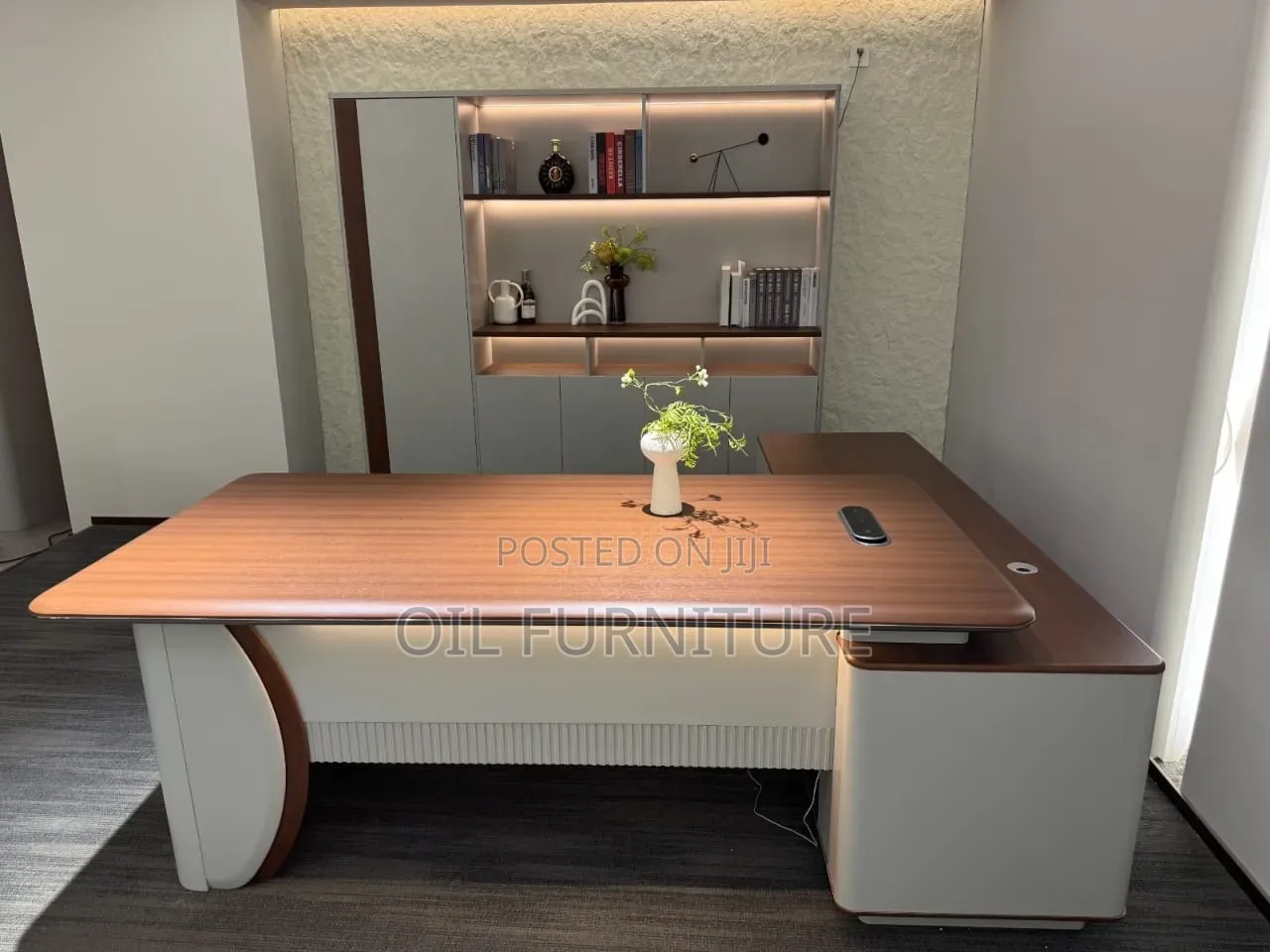Ultra-Modern Executive L-Shaped CEO Desk With Built-in LED Lighting