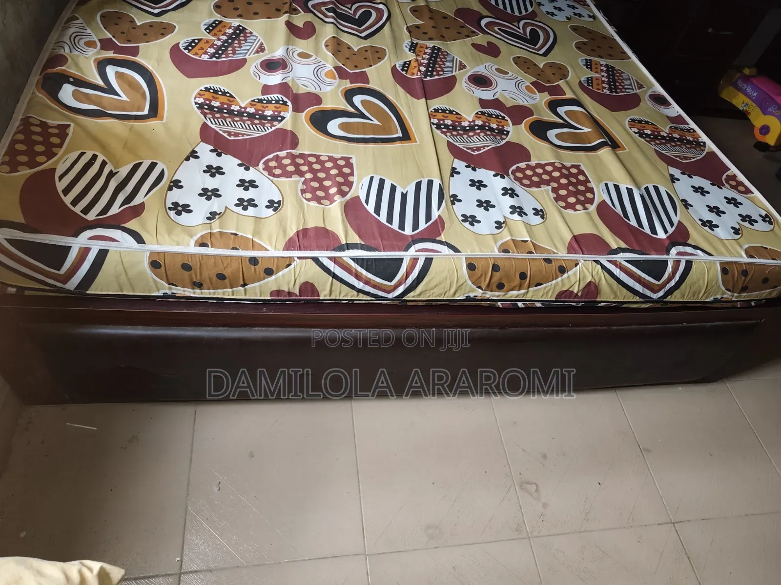6 by 6 Bedframe, Mattress and Bedside
