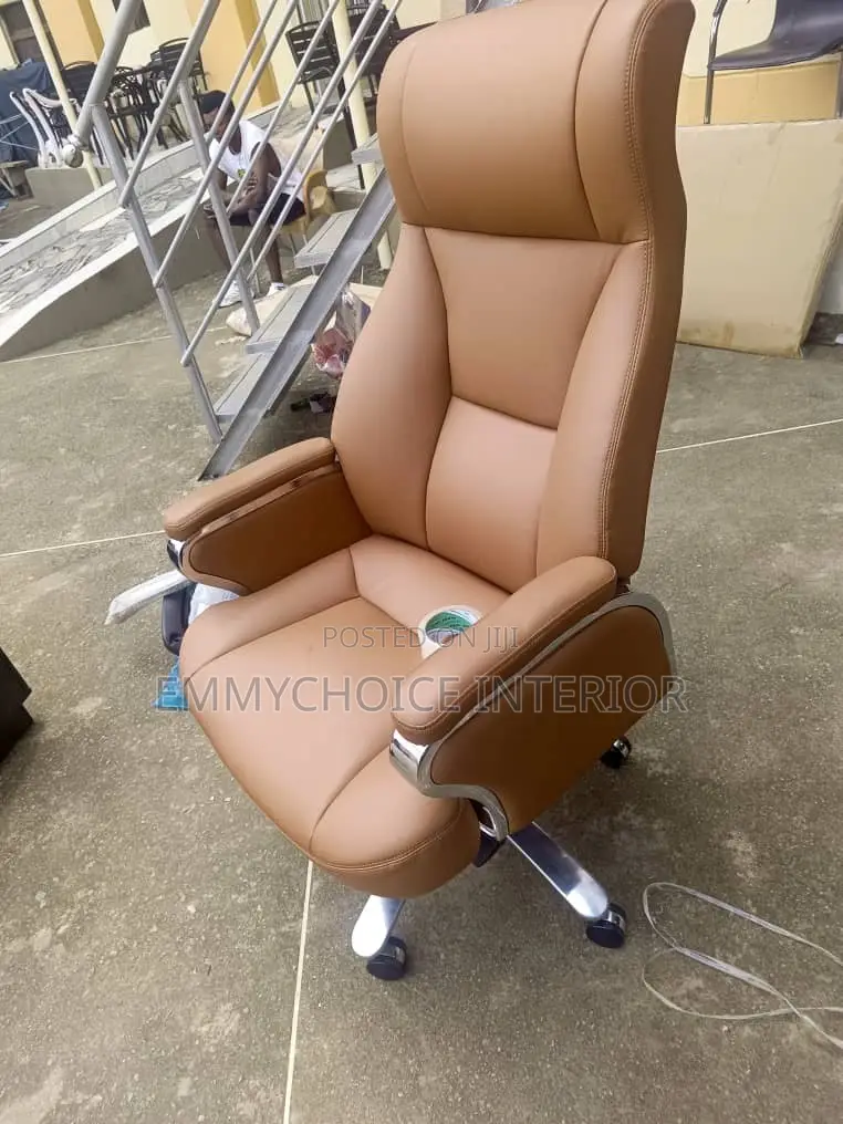 Brown High-Back Leather Executive Office Chair