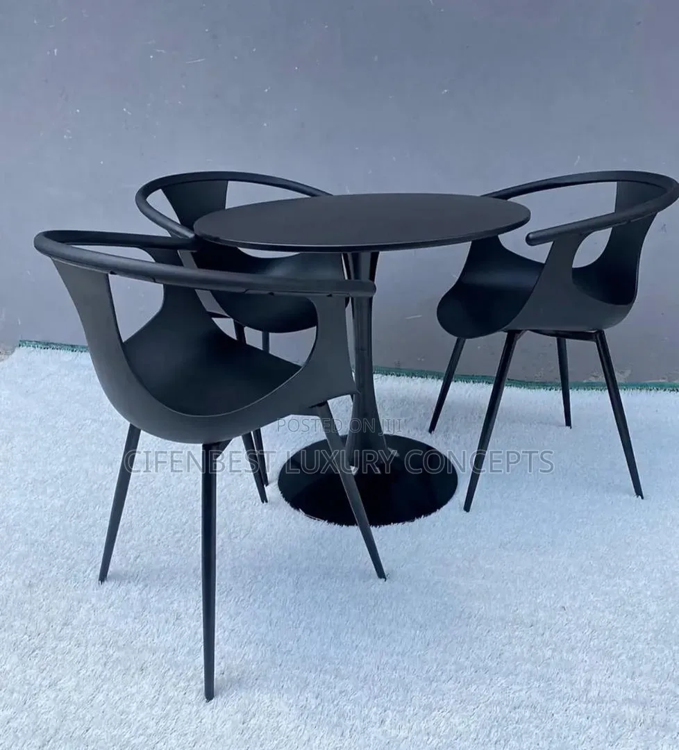 Quality Luxury Black Restaurant Table and Three Chairs