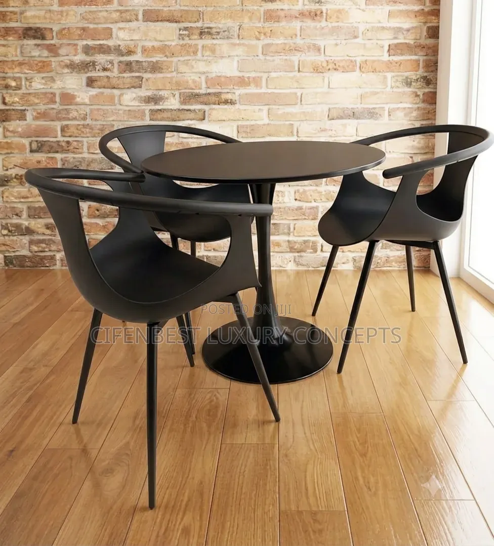 Quality Luxury Black Restaurant Table and Three Chairs