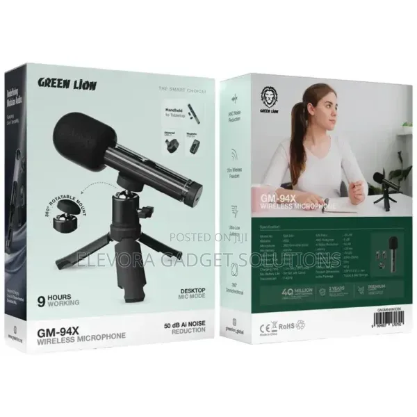 Green Lion GM-94X Wireless Microphone - AI Noise Reduction
