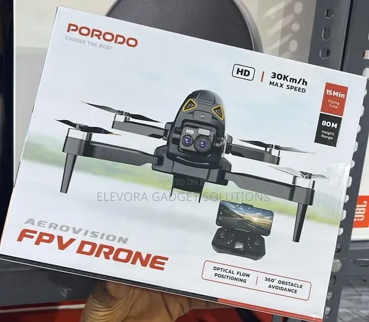 Porodo Aerovision FPV Drone - HD Camera - 30Km/H - 15 Min Flight