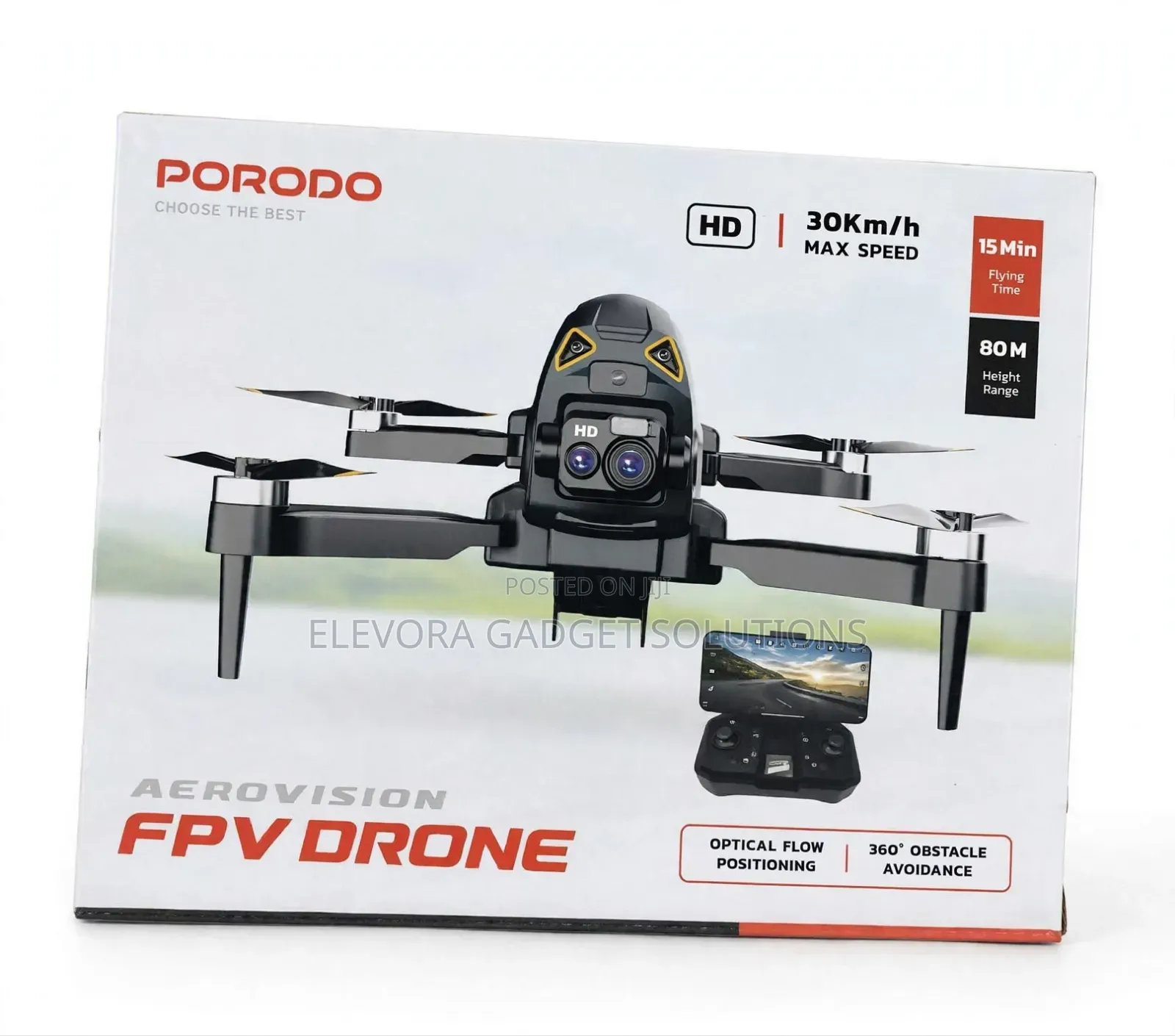 Porodo Aerovision FPV Drone - HD Camera - 30Km/H - 15 Min Flight