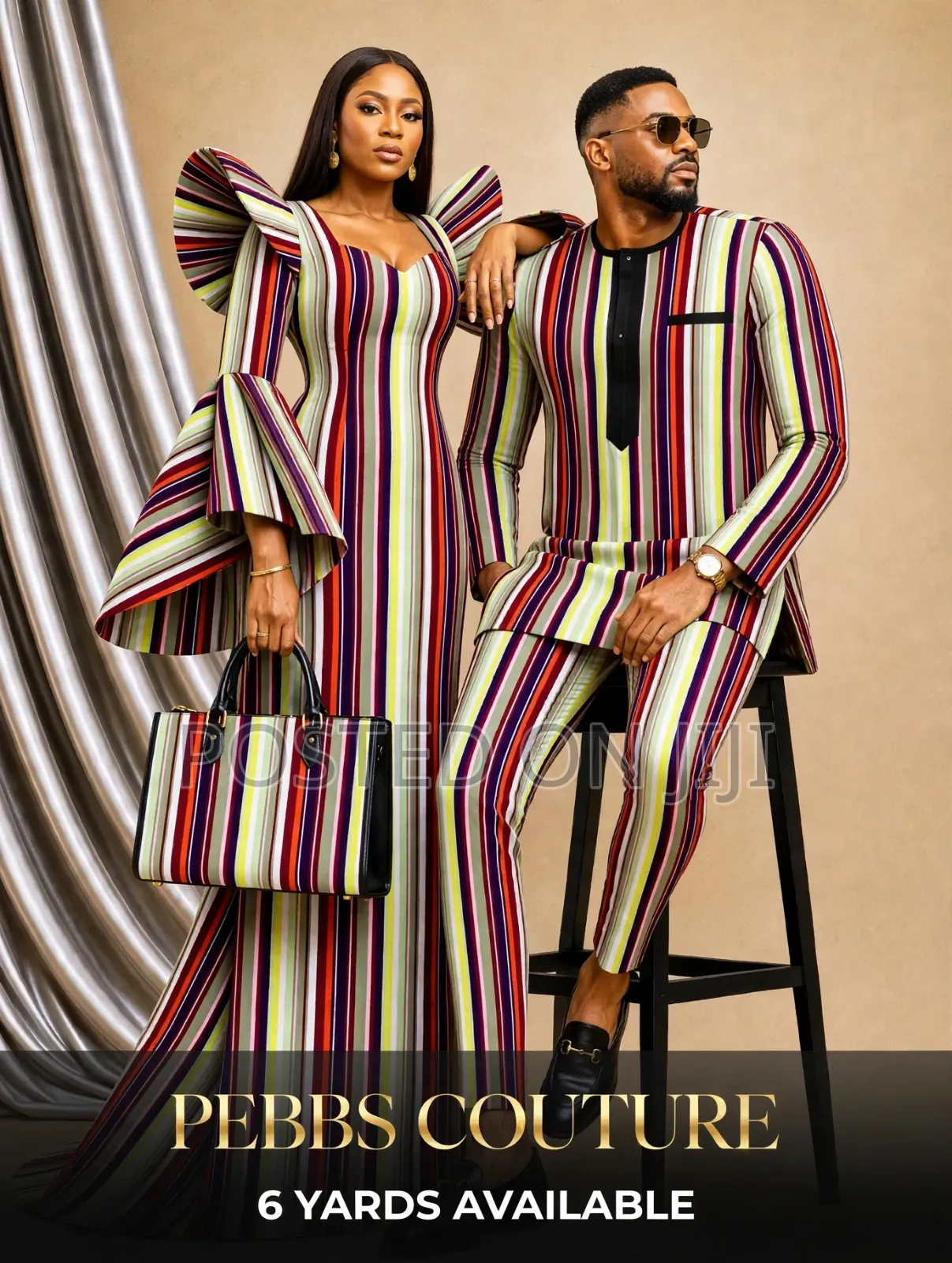 Fugu Stripe Ankara 6 Yards - Couples Style - 4 Colors