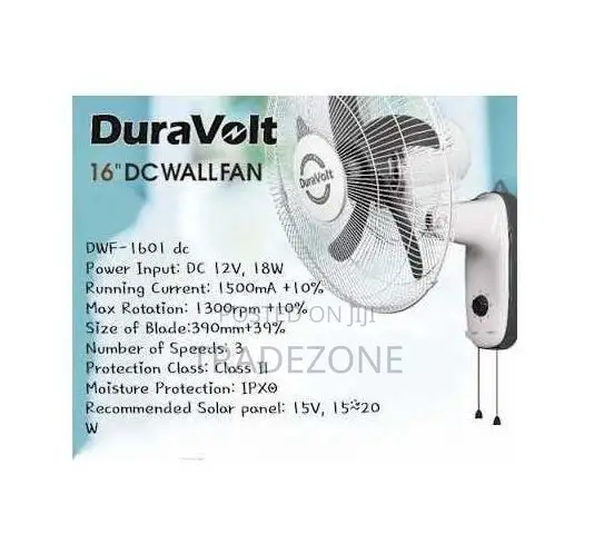 Duravolt 16 Inch AC/DC Wall Fan DWF-1601