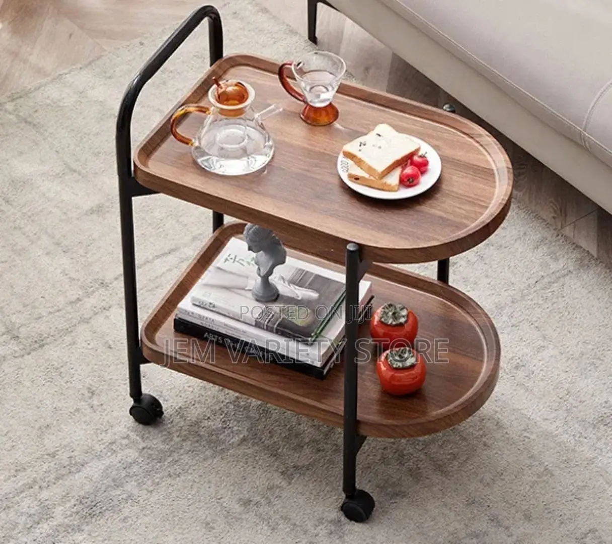 Morden Nordic Style 2tier Rolling Cart Trolley With Wheels.
