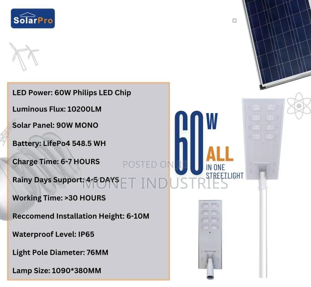 Solarpro 60w All in One Integrated Industrial Solar Street Light