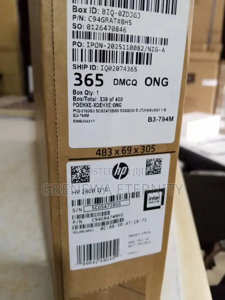 New Laptop HP 240 8GB Intel SSD 512GB