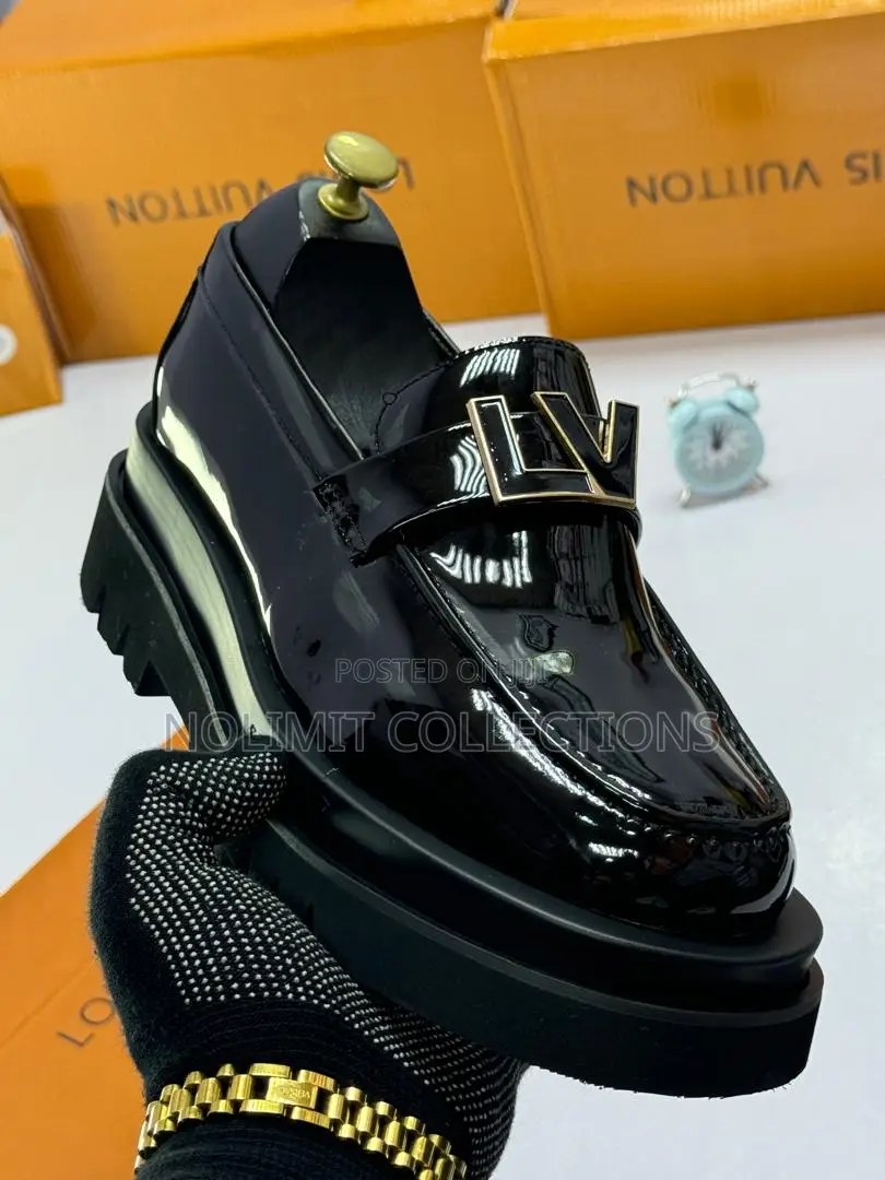 Men's Black Patent Leather Louis Vuitton Double Sole Loafers