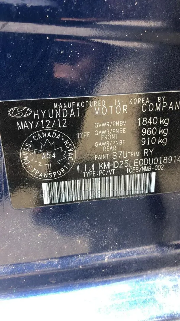 Hyundai Elantra 2012 Blue