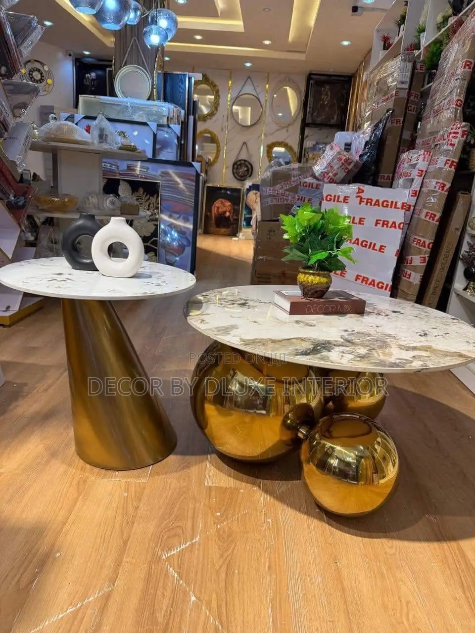 Italian Luxury Rock Slab Round Coffee Table With Side Stool